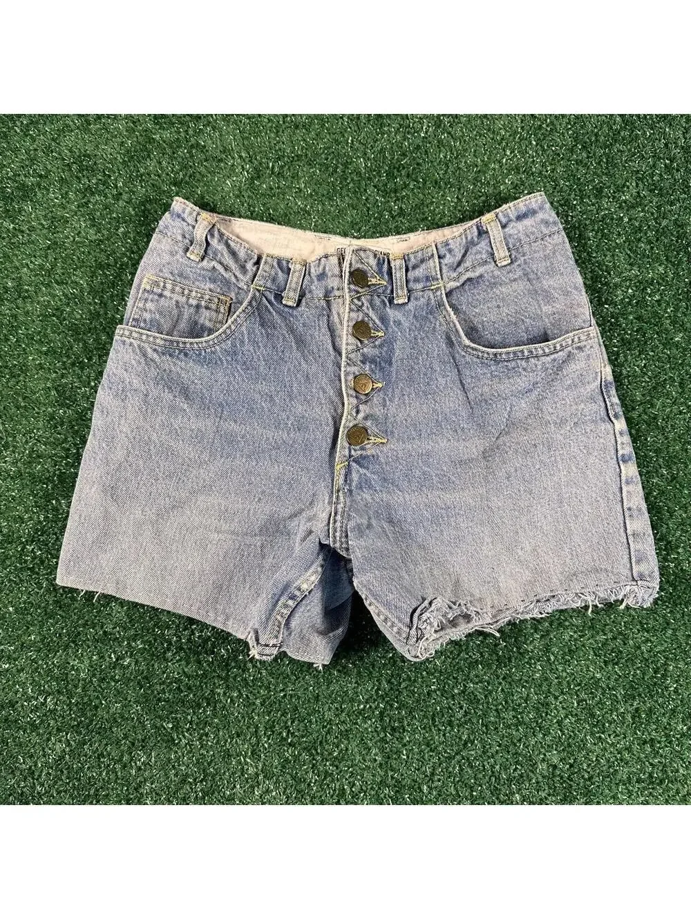 Vintage 90s Guess Marciano blue denim jean cut off shorts Americana retro USA